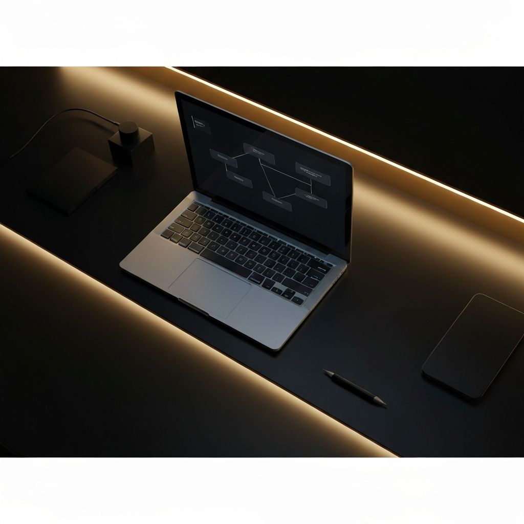 Abstract workflow diagram representing Obsidia Ops process methodology